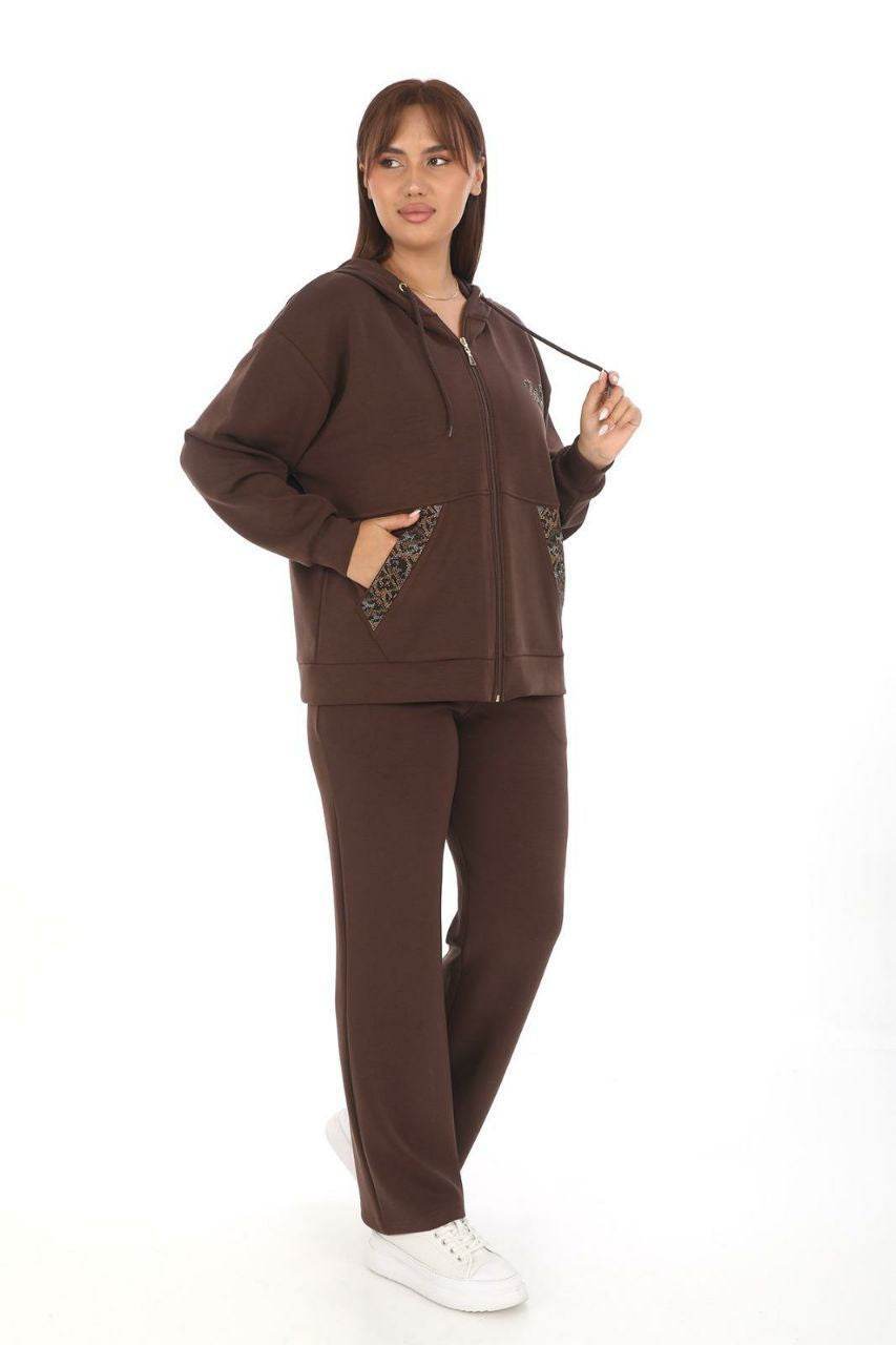 Brown Tracksuit Set-Hooded-2-Piece - SevendayShopping