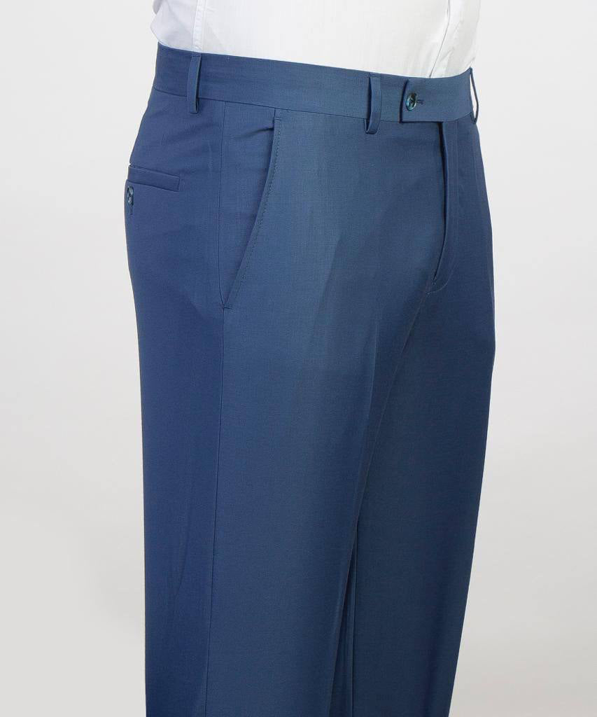 Men's 2 Piece Blue Suit Pocket Detail