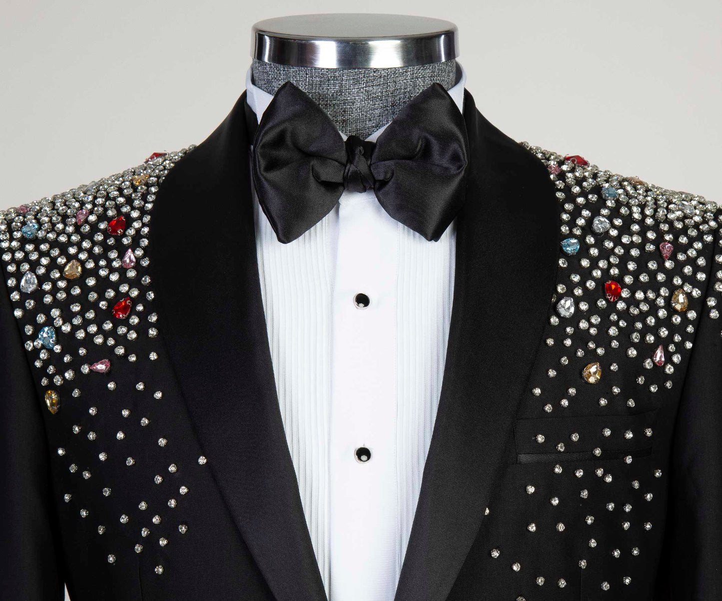 Men's 2 Piece, Shawl Lapel Beaded Tuxedo, Black