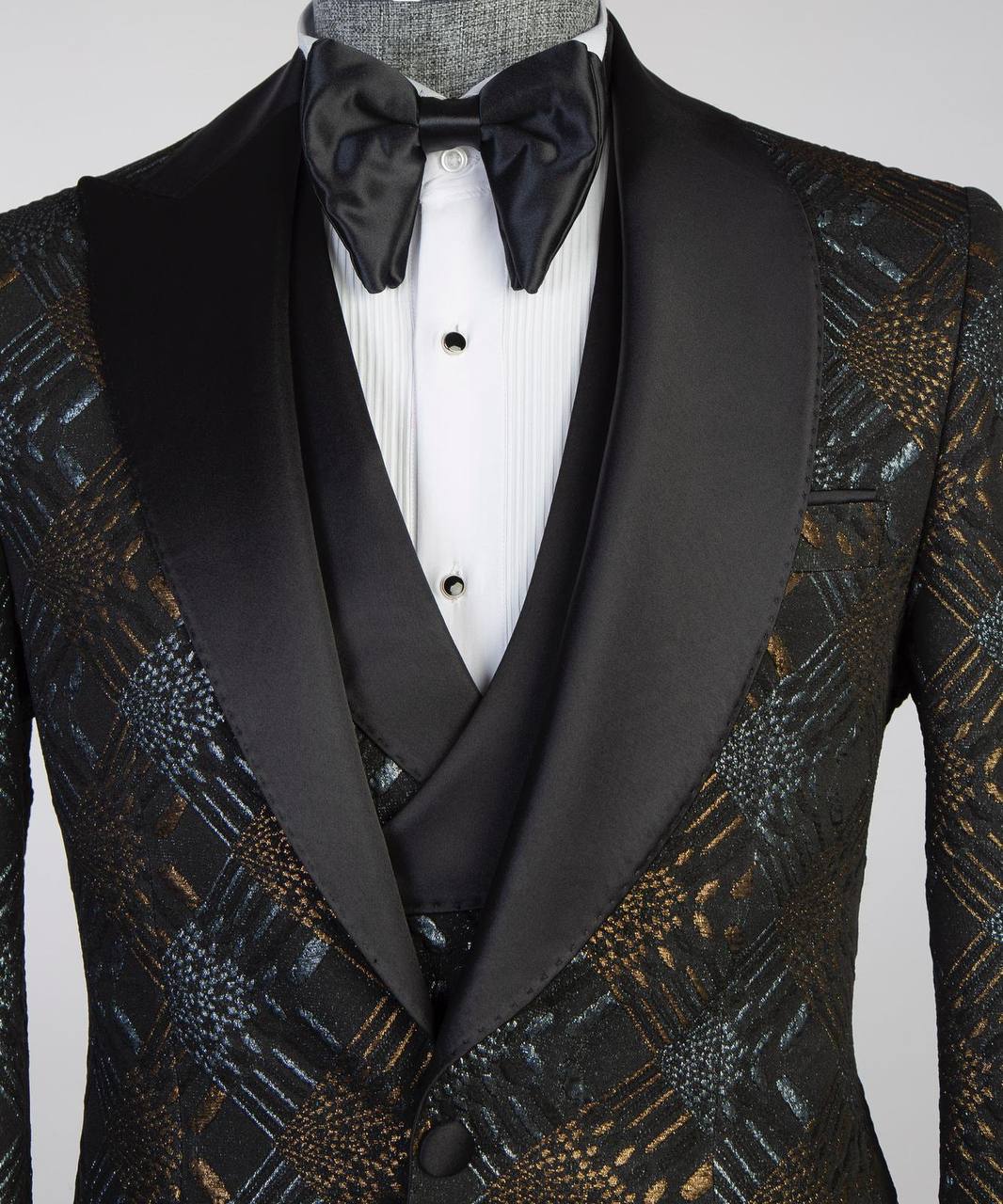 Men's Black Tuxedo-Asymmetrical Satin Lapel
