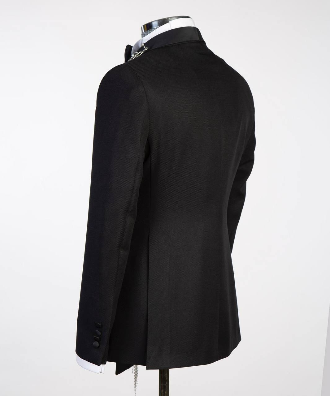 Men's Black Velvet Tuxedo, Gem Stoned on Collar