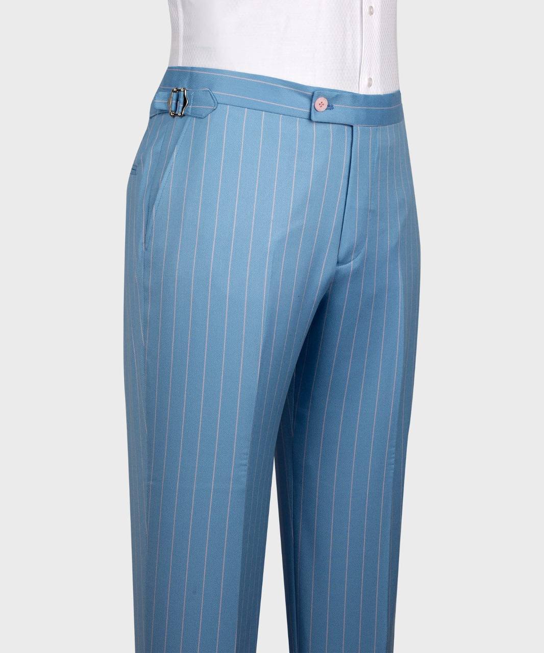 Men's Suit Set, %100 Wool, Striped, Blue