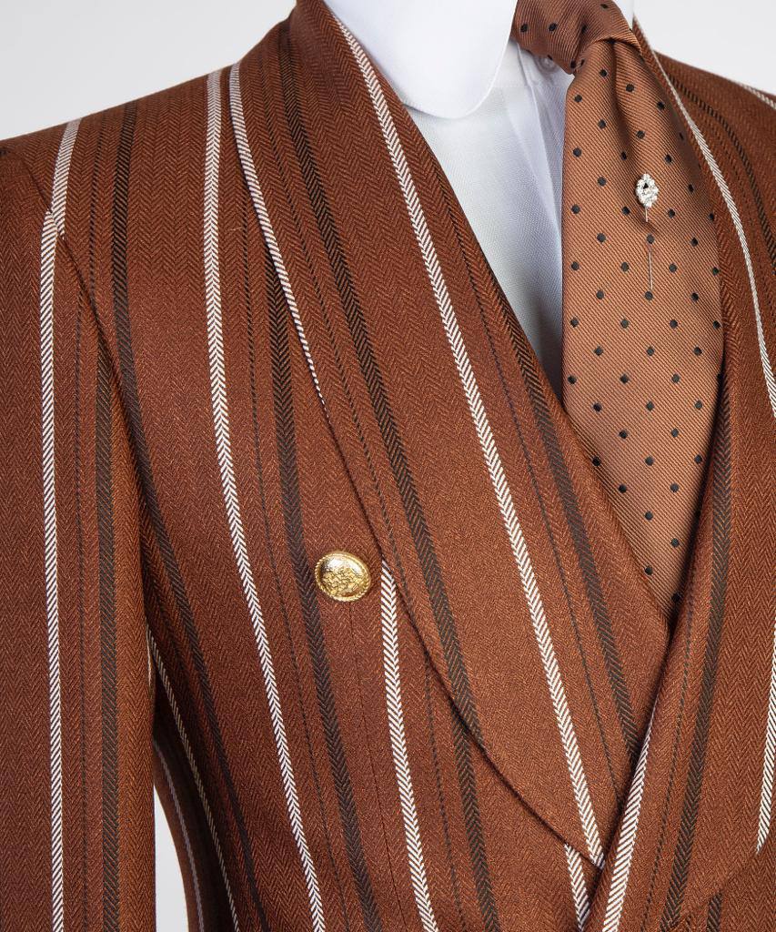 Men's Suit -2 Piece, Brown Stripe Design