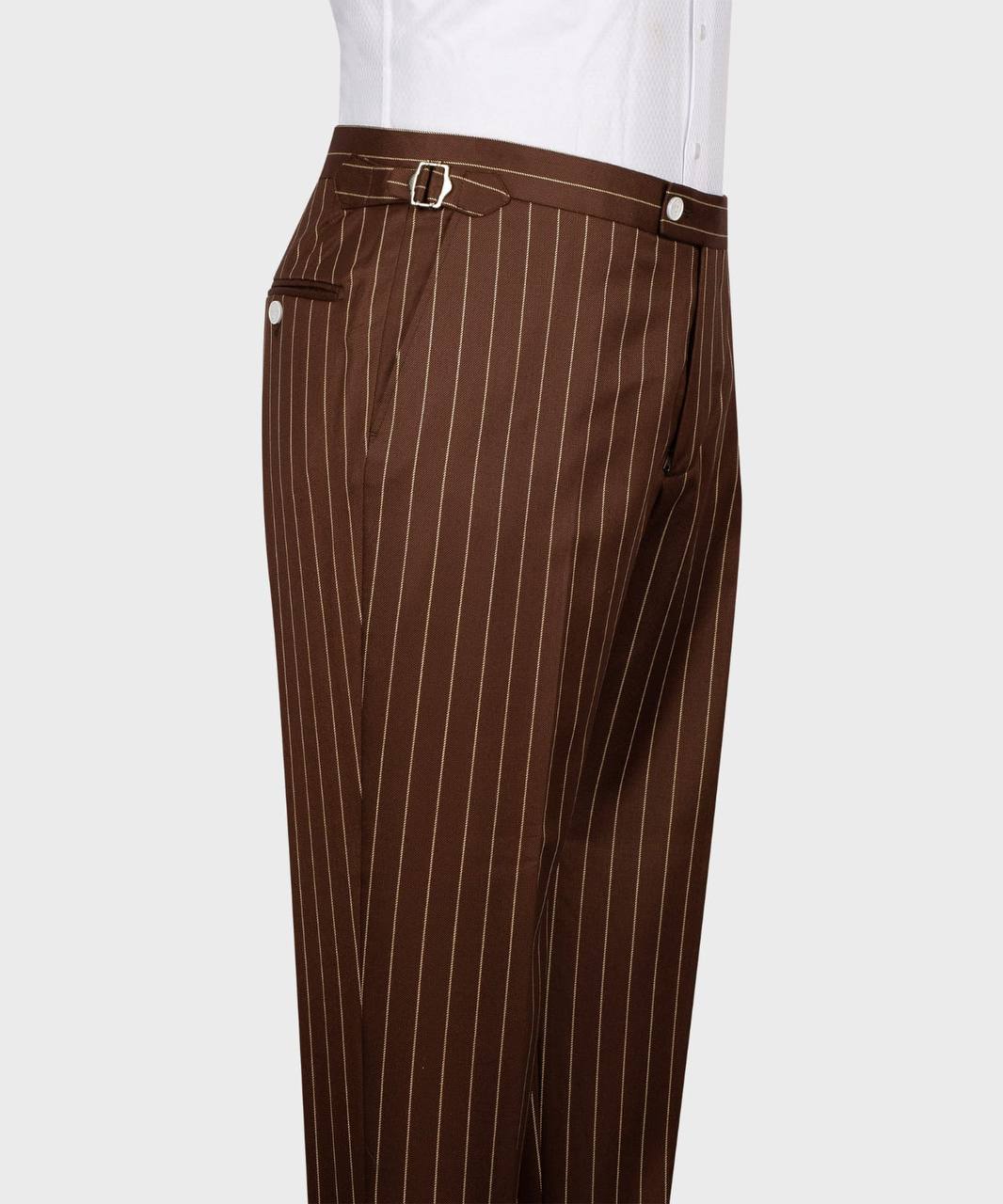 Men's Suit Set, %100 Wool, Striped, Brown