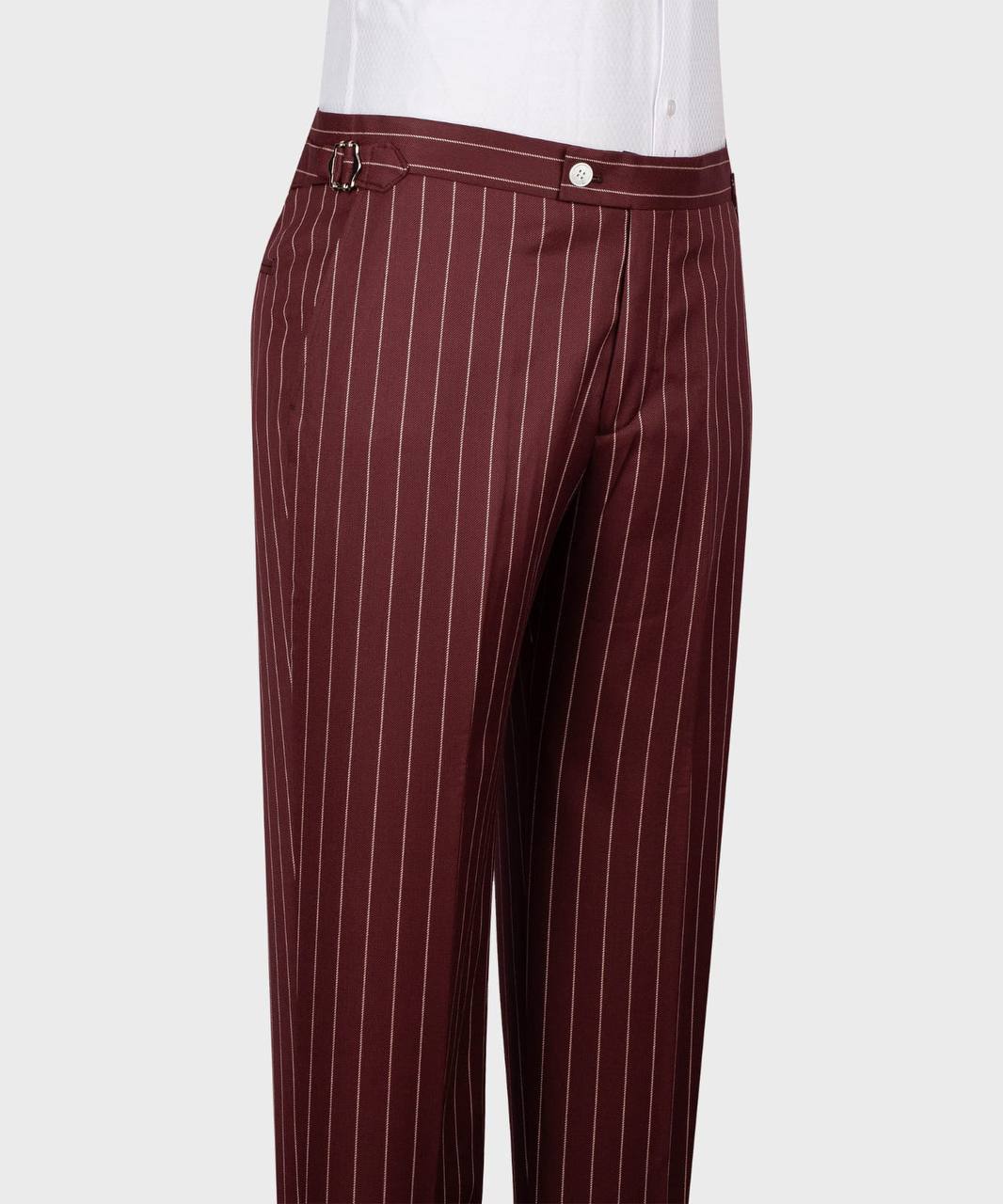 Men's Suit Set, %100 Wool, Striped, Burgundy