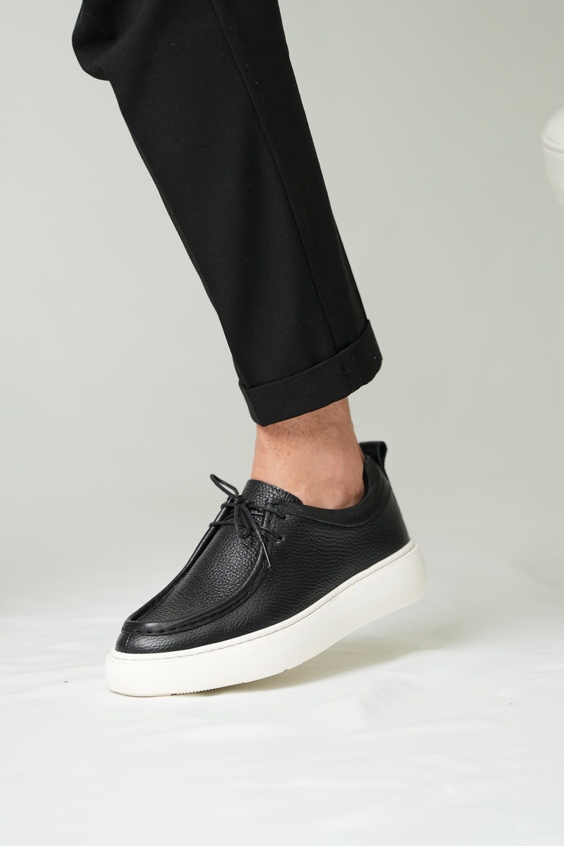 black casual sneakers-leather mens shoes-turkey