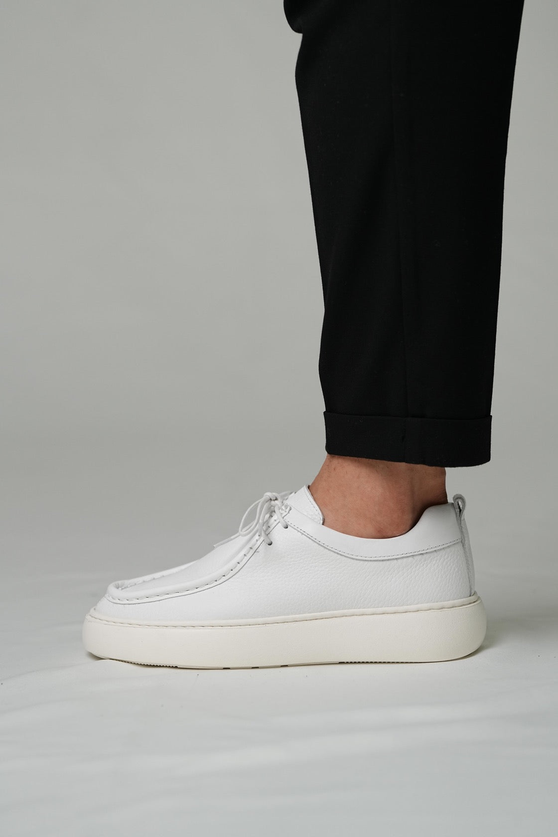 Men’s Casual Leather White Shoes-Casandra