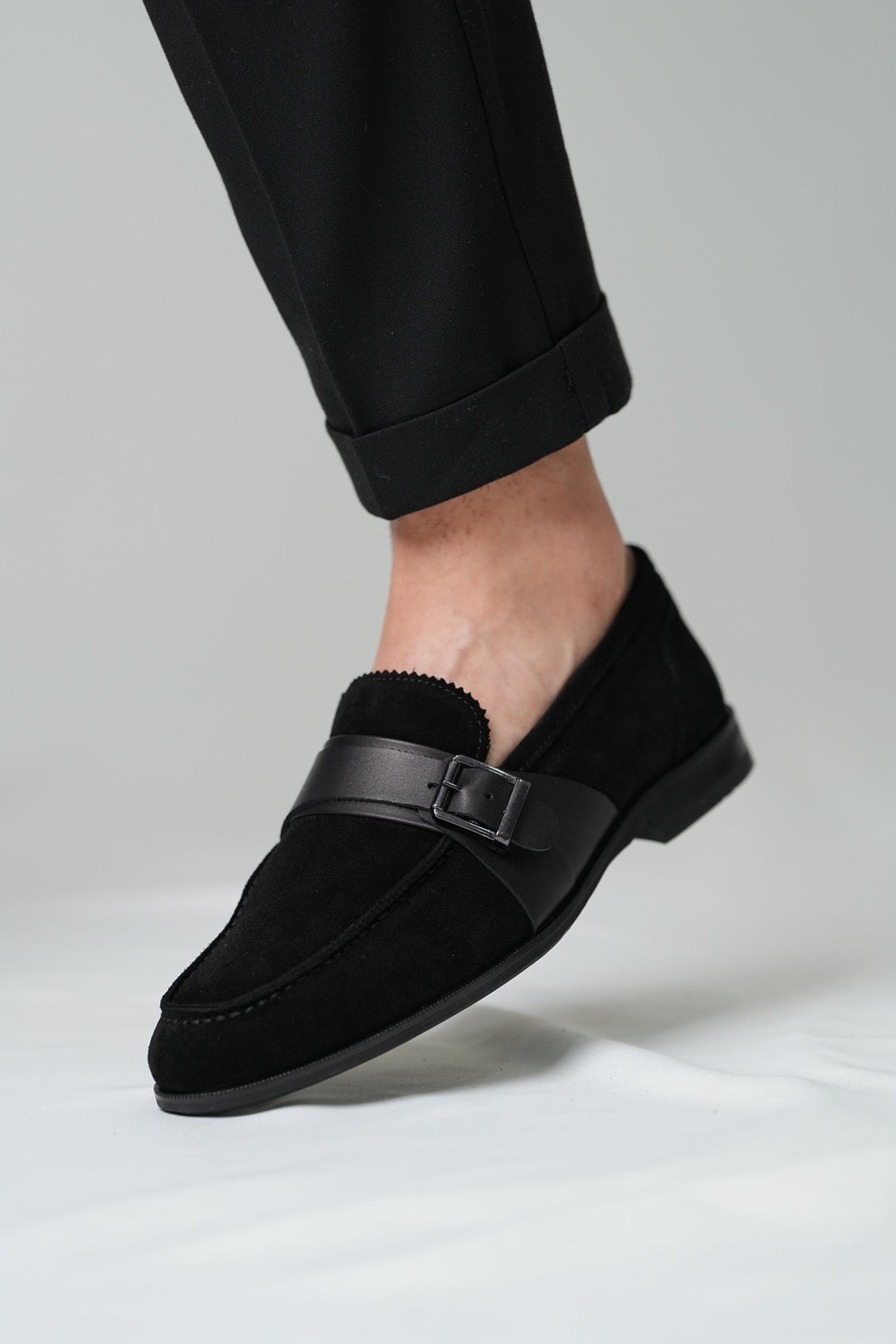 Genuine Leather Men’s Black Suede Loafer-Chester