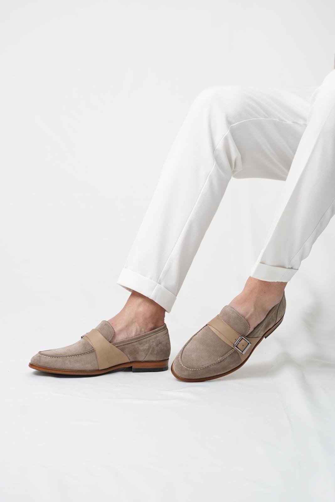 Men’s Taupe Beige Suede Loafers-Chester
