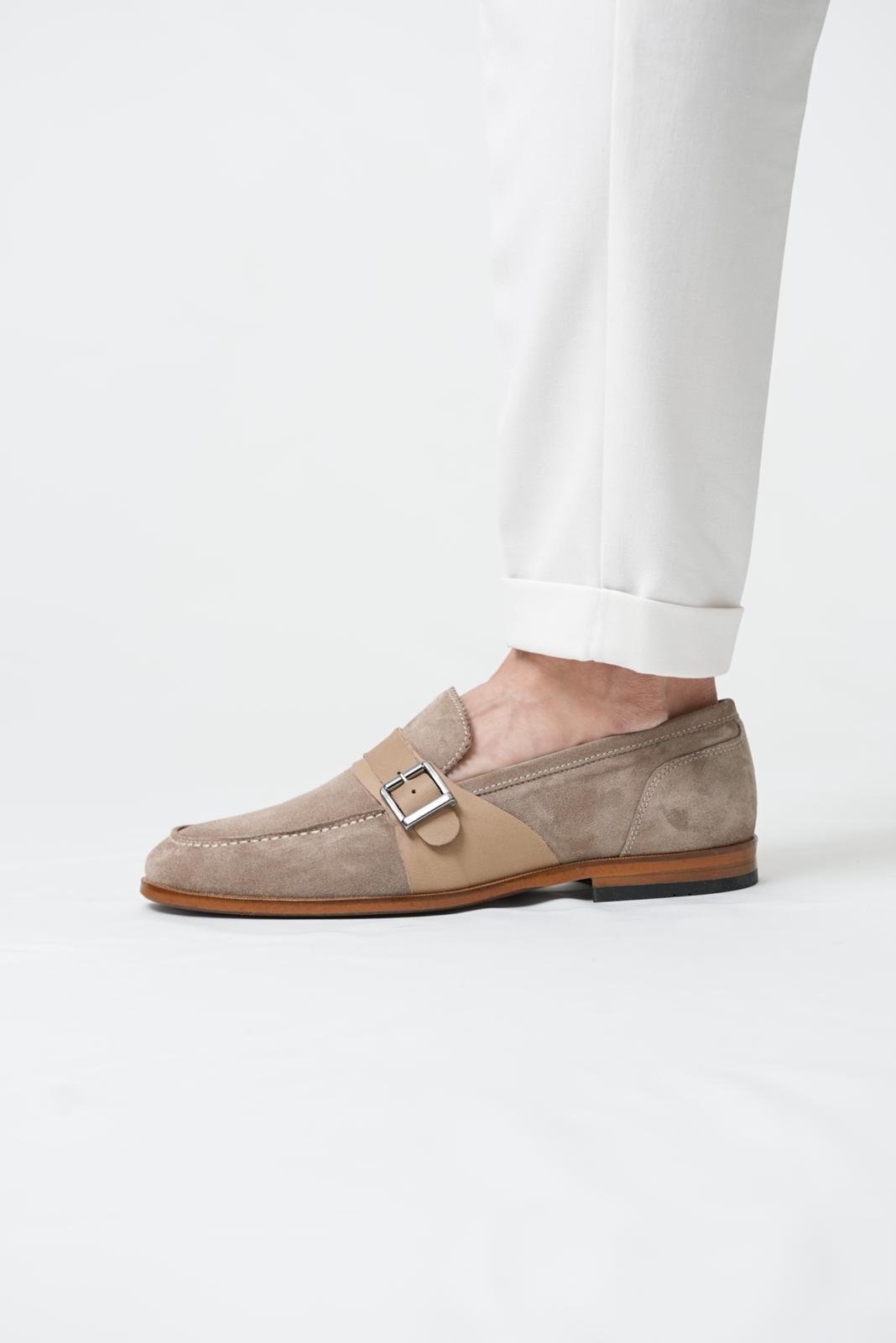 Men’s Taupe Beige Suede Loafers-Chester