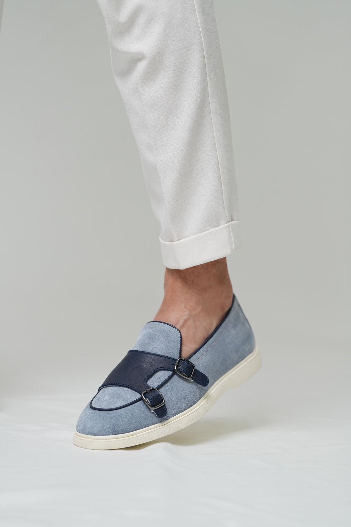 Men’s Blue & Navy Leather Loafers-Duncan