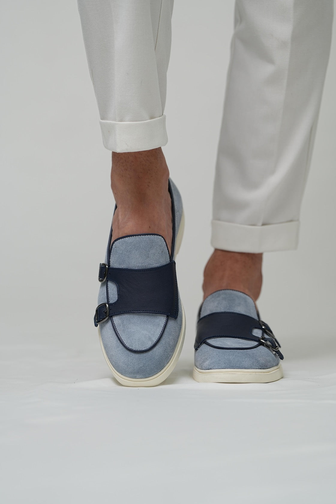 Men’s Blue & Navy Leather Loafers-Duncan