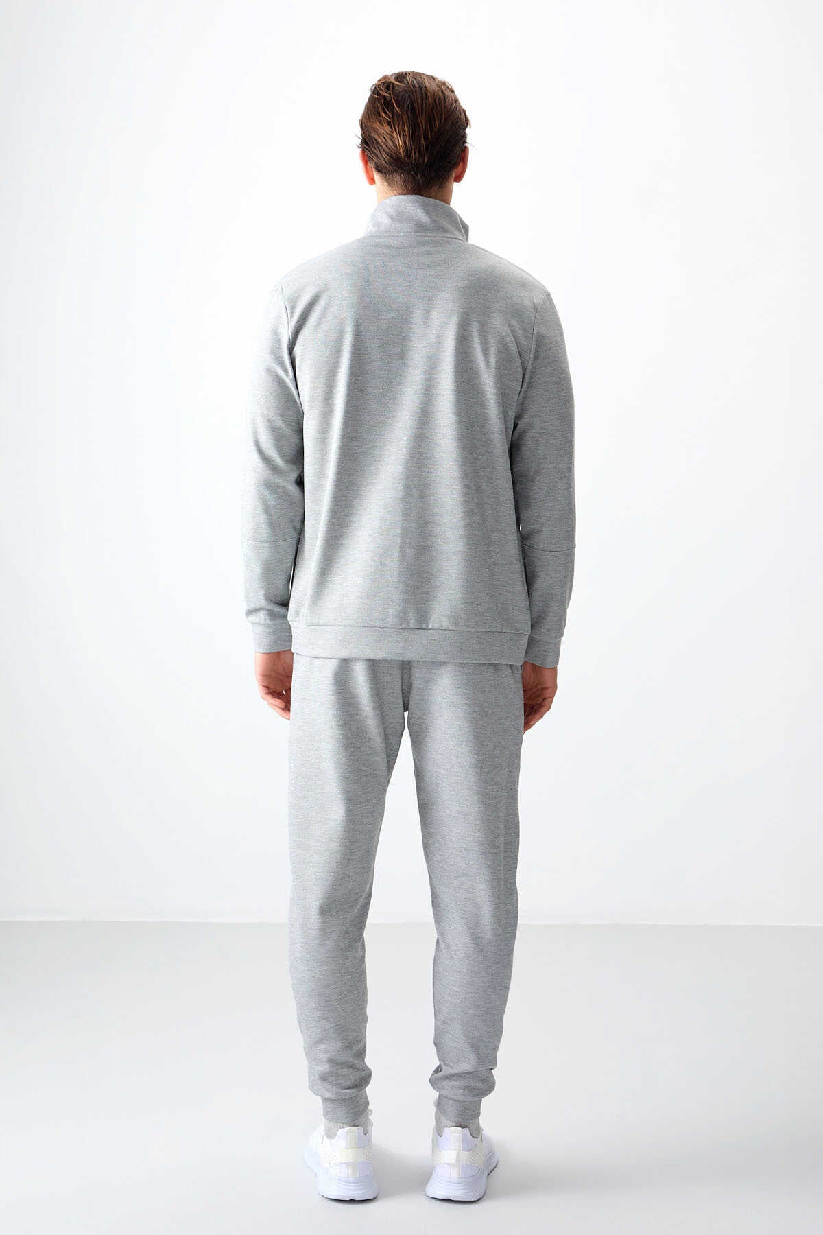 Men's Grey- Textured Tracksuit Set Melanj