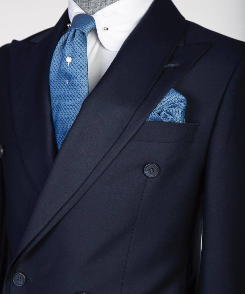Shawl Design Double Breasted Navy Suit