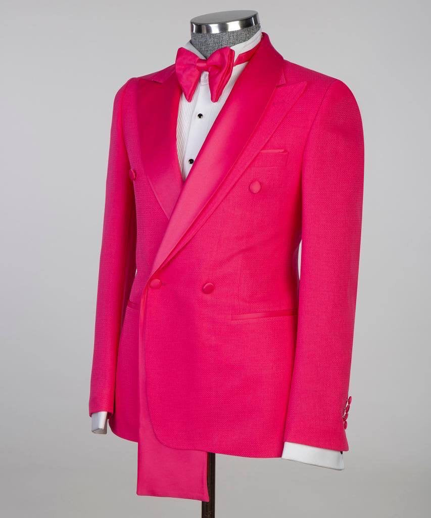 Shawl Design Satin Lapel Pink Tuxedo