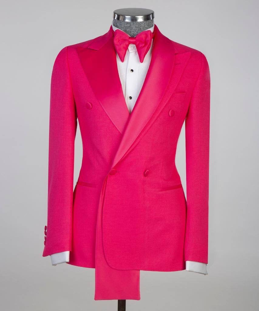 Shawl Design Satin Lapel Pink Tuxedo