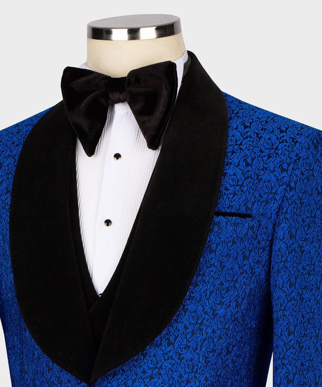 Men's Tuxedo-Textured Blue-Black Velvet Lapel