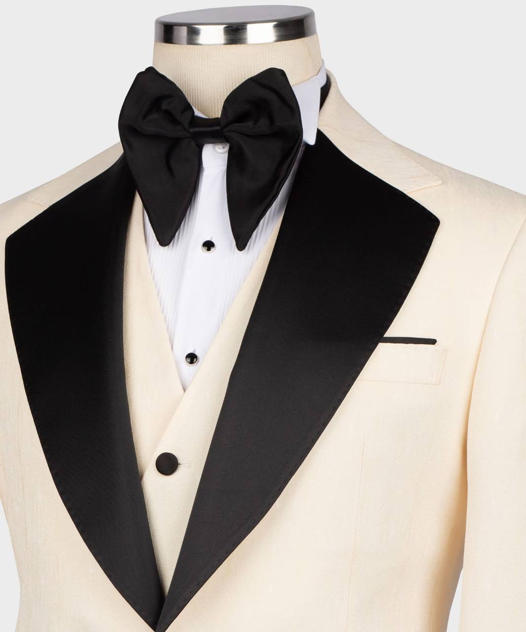 Men's Cream/Beige Tuxedo with Black Collar