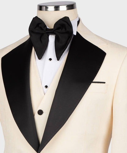 Men's Cream/Beige Tuxedo with Black Collar