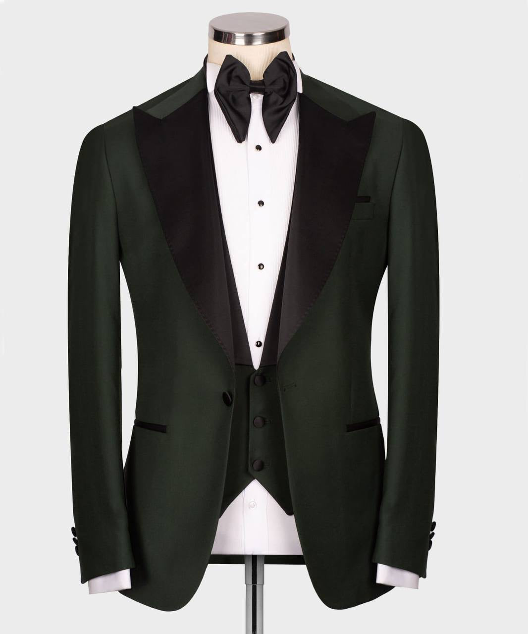Men's 3 Piece Green/BlackTuxedo Suit