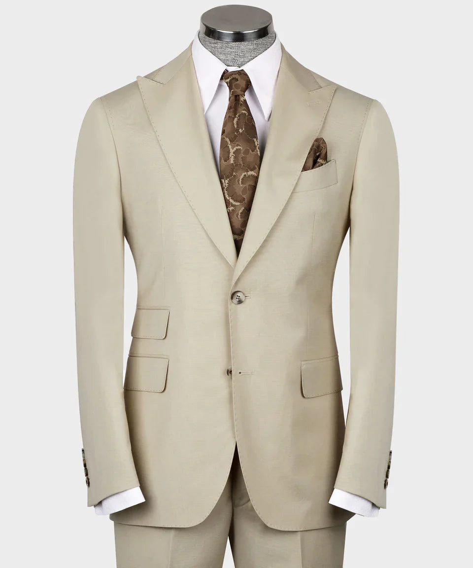 Men's 3 Piece Classic Beige Suit