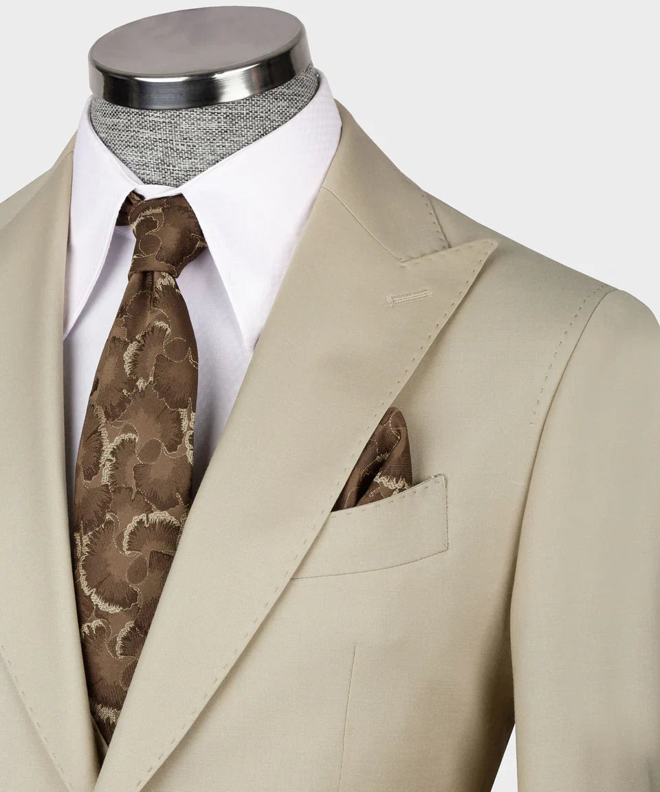 Men's 3 Piece Classic Beige Suit