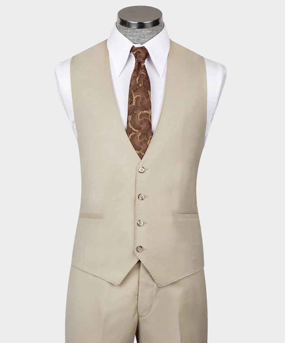Men's 3 Piece Classic Beige Suit