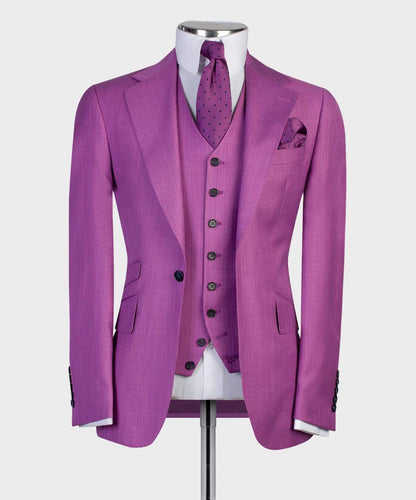 Men's 3 Piece Classic Purple Pink Suit