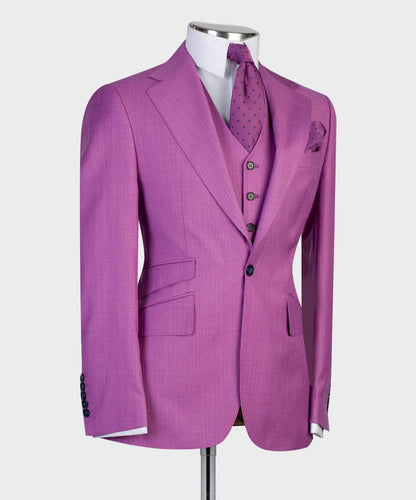 Men's 3 Piece Classic Purple Pink Suit