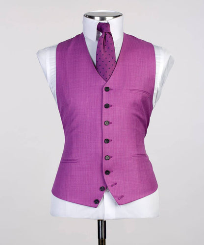 Men's 3 Piece Classic Purple Pink Suit