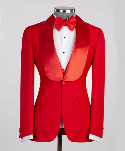 Men's 3 Piece Red Tuxedo Suit