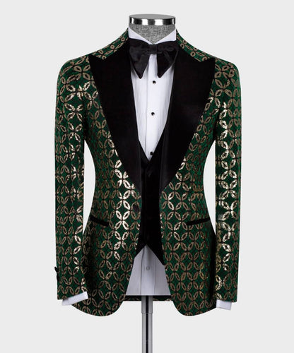 Men's 3 Piece Velvet Shiny Tuxedo