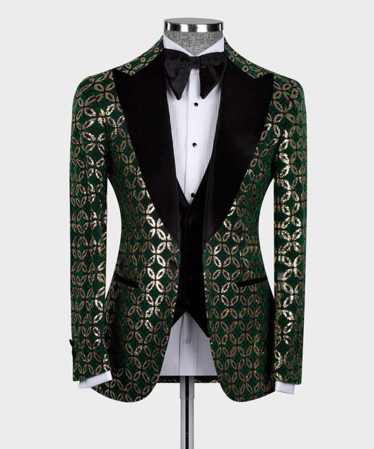 Men's 3 Piece Velvet Shiny Tuxedo