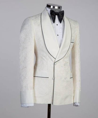 Men's 3 Piece Double Breasted Beige Tuxedo