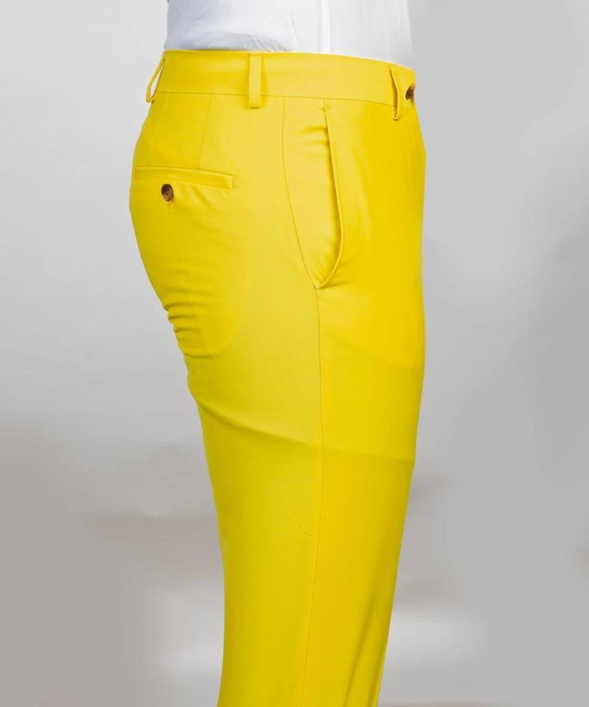 Men's Suit 2 Piece Double Breasted Yellow,Peak Lapel