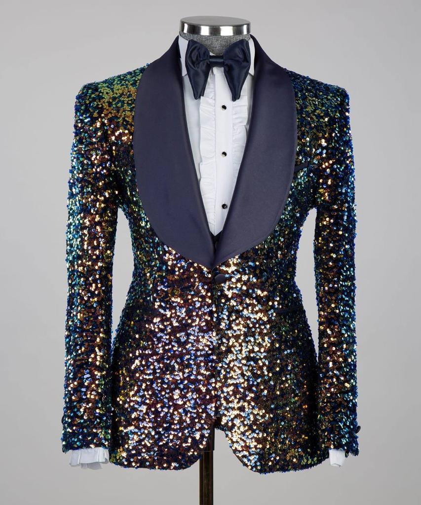 Men's 3 Piece Sequin Colourful Tuxedo