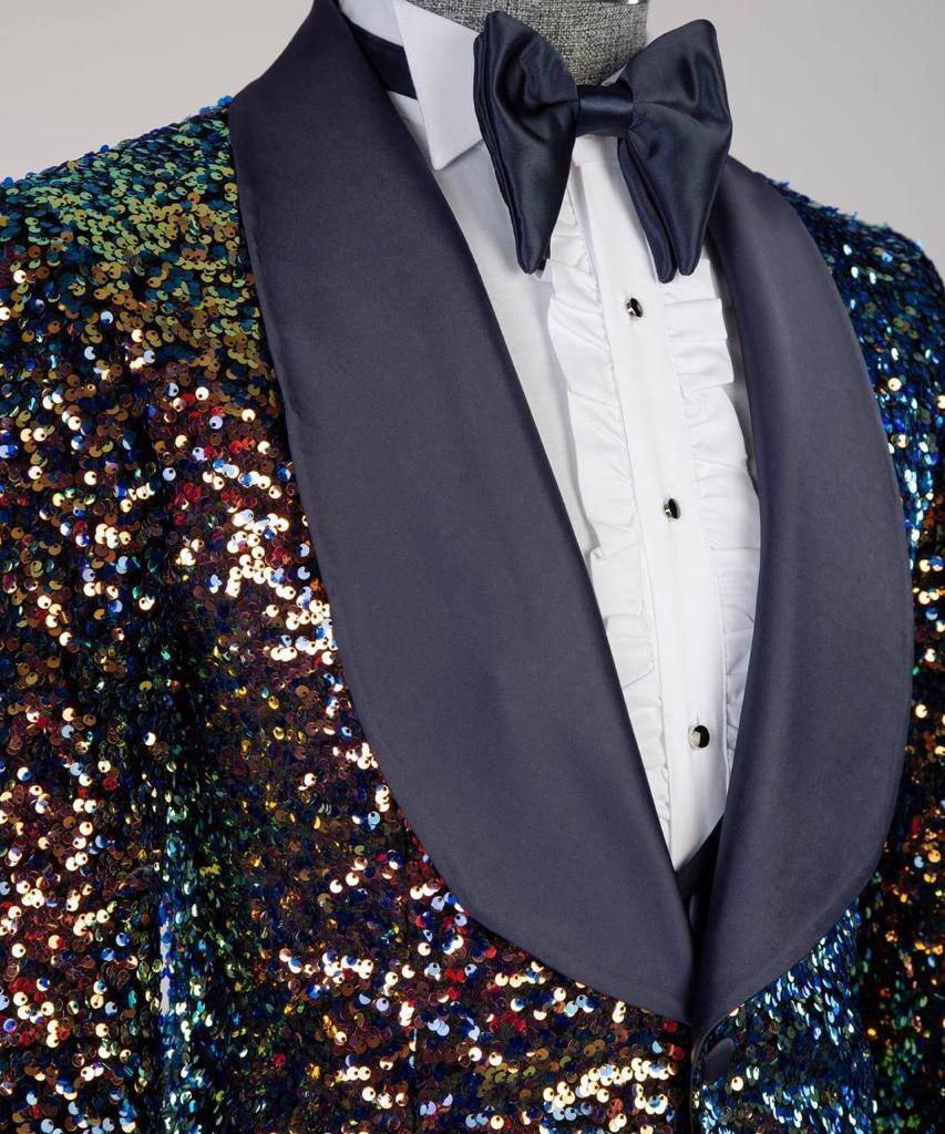 Men's 3 Piece Sequin Colourful Tuxedo