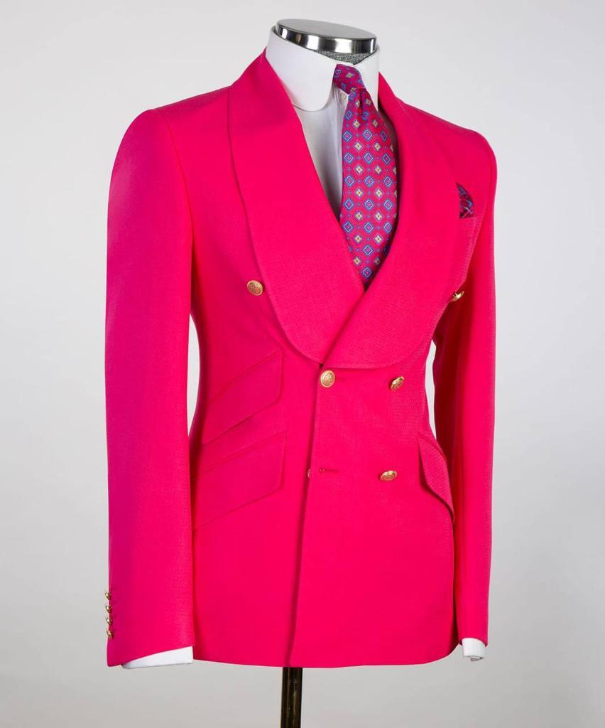 Men's Suit 2 Piece Double Breasted Pink