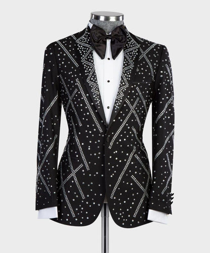 Men's 2 Piece Tuxedo, Suit, Costume, Silver Beaded