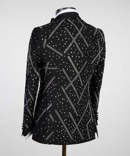 Men's 2 Piece Tuxedo, Suit, Costume, Silver Beaded