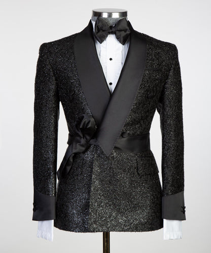 Men's 3 Piece Black Shining Tuxedo Suit