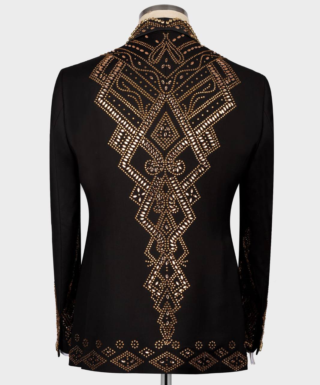 Men's Black Tuxedo, Gold Gem Stoned Design
