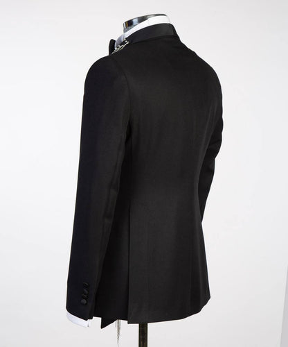 Men's Black Velvet Tuxedo, Gem Stoned on Collar