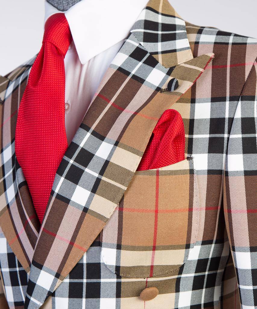 Men's 2 Piece Plaided Suit, Double Breasted