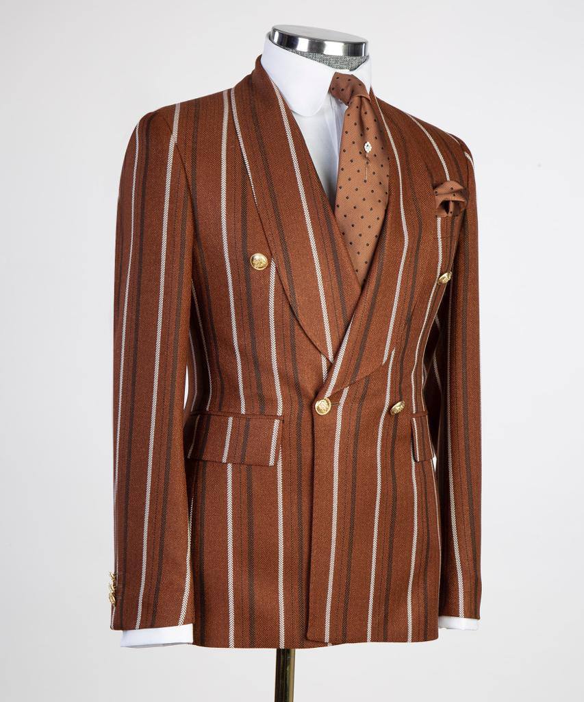 Men's Suit -2 Piece, Brown Stripe Design