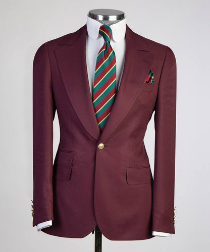 Men's Classic Suit -3 Piece Set -Burgundy