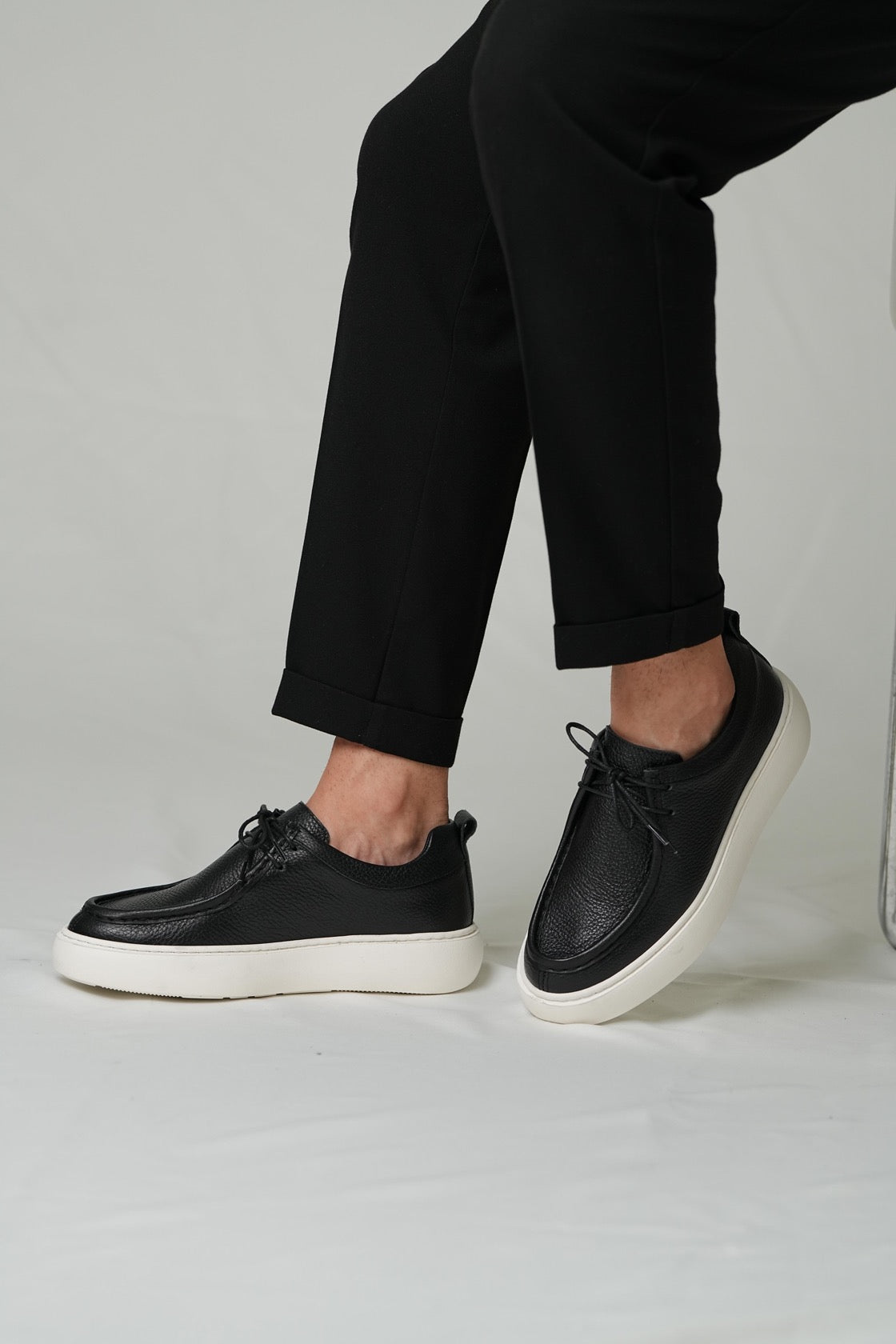 black casual mens shoes-leather-flat shoes-dress shoes
