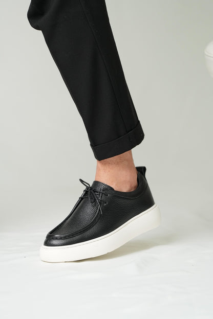 black casual sneakers-leather mens shoes-turkey