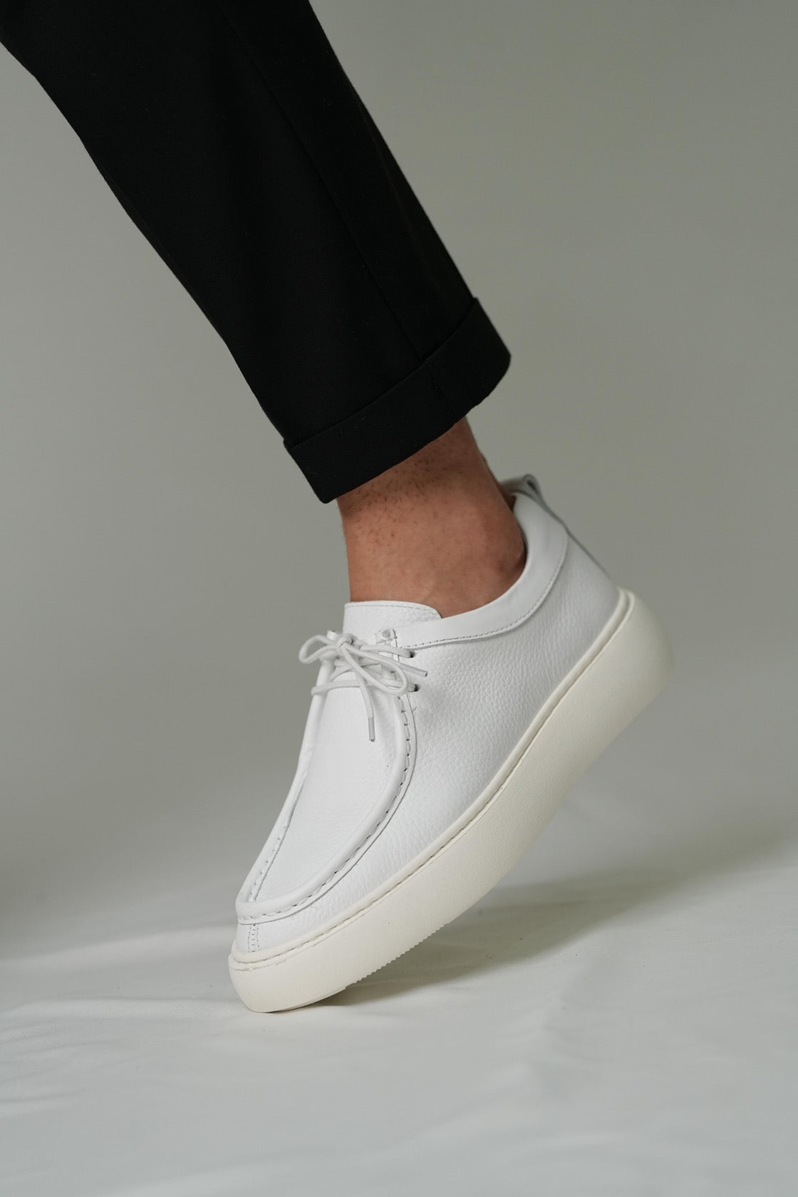 Men’s Casual Leather White Shoes-Casandra