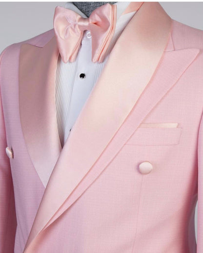 Shawl Design Satin Lapel Pink Tuxedo